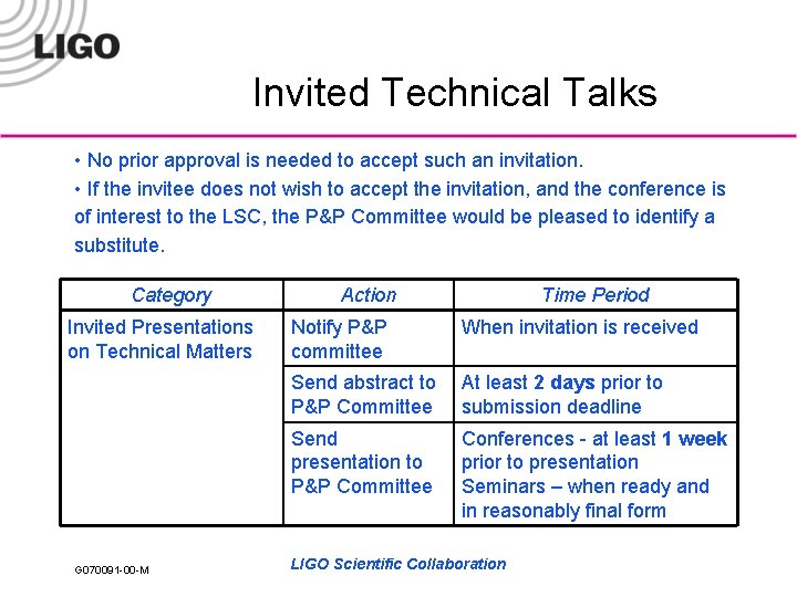 Invited Technical Talks • No prior approval is needed to accept such an invitation.