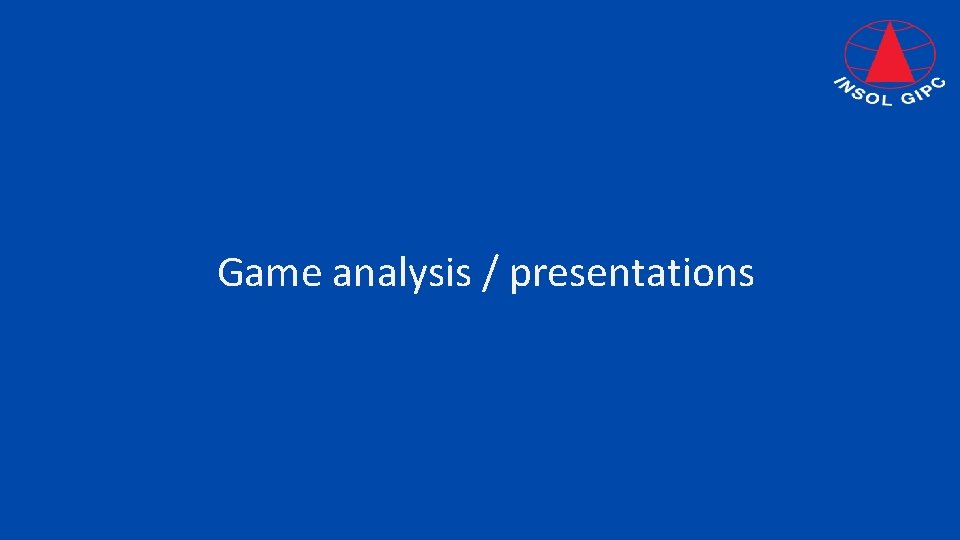 Game analysis / presentations 