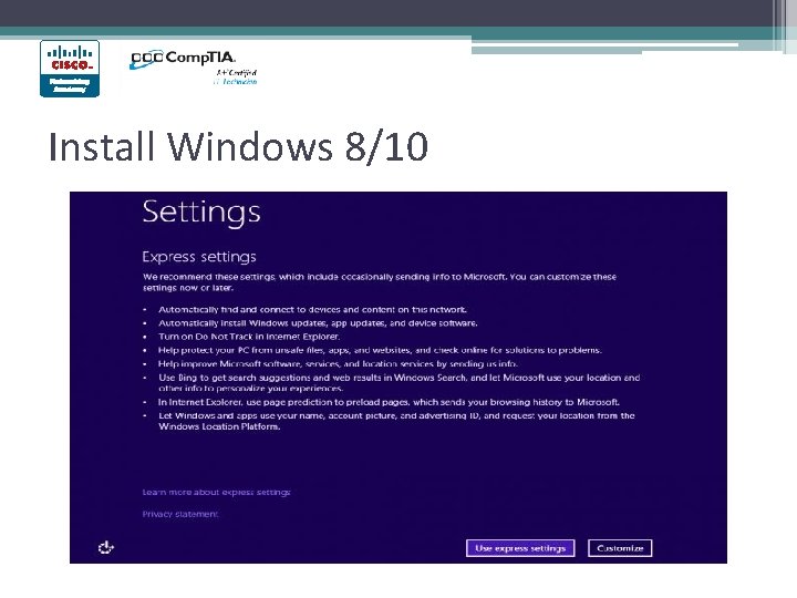 Install Windows 8/10 Install Windows 8/10