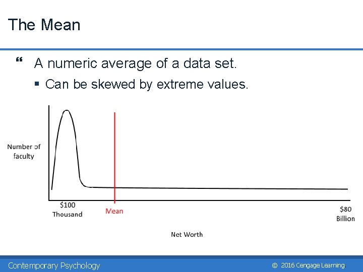 The Mean } A numeric average of a data set. § Can be skewed