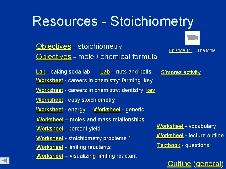 Resources - Stoichiometry Objectives - stoichiometry Objectives - mole / chemical formula Lab –