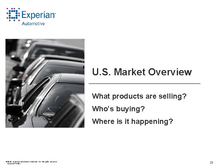 U. S. Market Overview What products are selling? Who’s buying? Where is it happening?