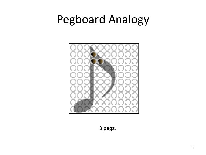 Pegboard Analogy 3 pegs. 10 