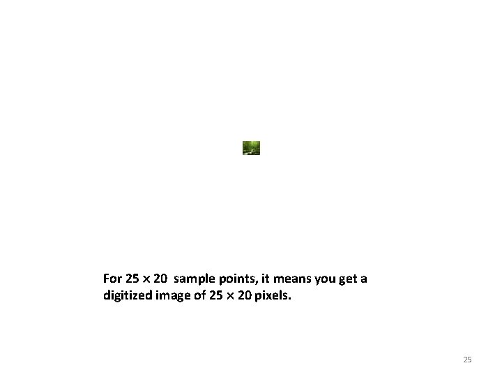 For 25 20 sample points, it means you get a digitized image of 25