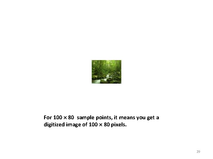 For 100 80 sample points, it means you get a digitized image of 100