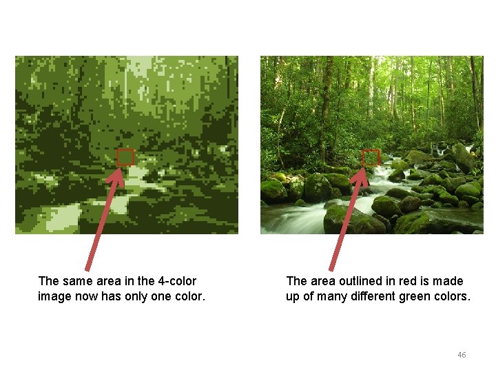 The same area in the 4 -color image now has only one color. The