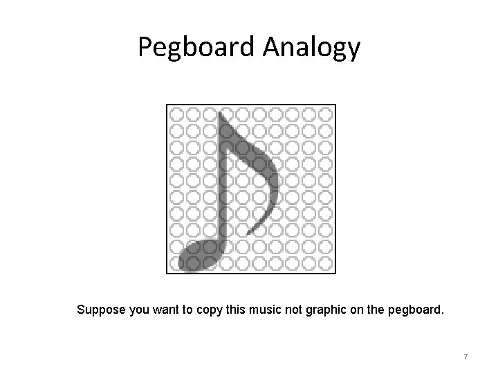 Pegboard Analogy Suppose you want to copy this music not graphic on the pegboard.