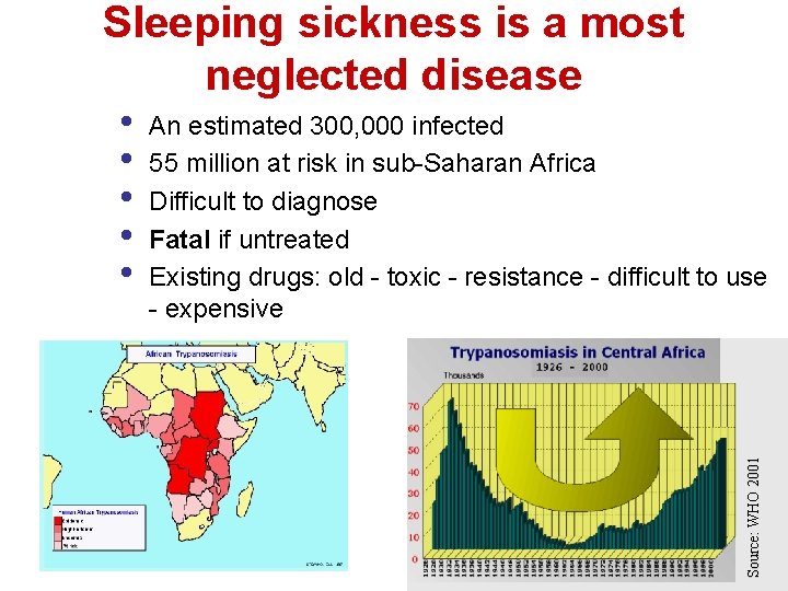 Sleeping sickness is a most neglected disease An estimated 300, 000 infected 55 million