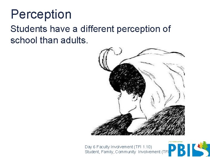 Perception Students have a different perception of school than adults. Day 6 Faculty Involvement