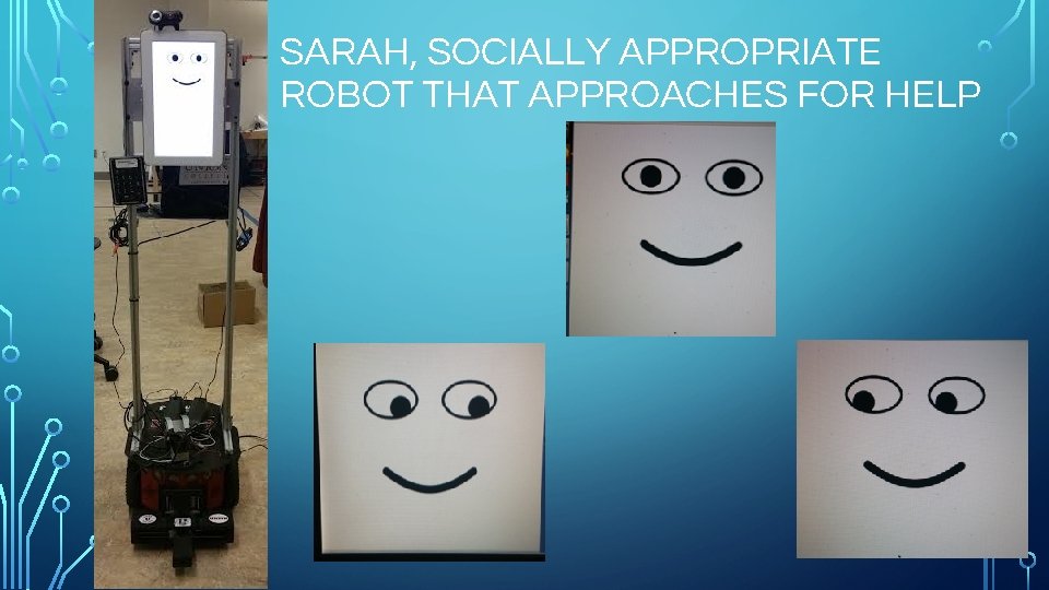 SARAH, SOCIALLY APPROPRIATE ROBOT THAT APPROACHES FOR HELP 