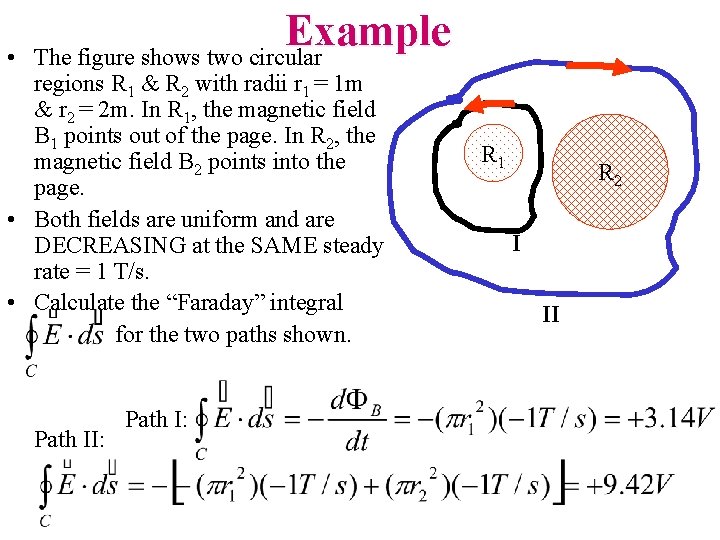  • Example The figure shows two circular regions R 1 & R 2