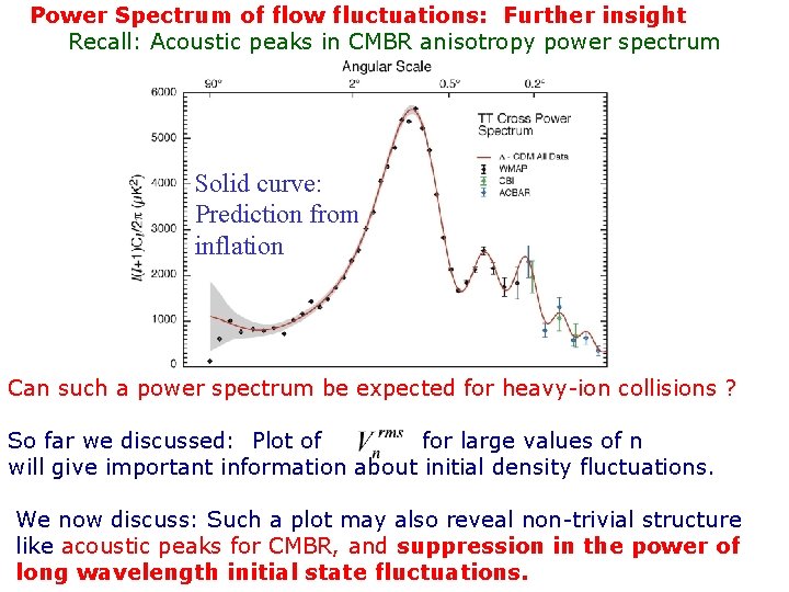 Power Spectrum of flow fluctuations: Further insight Recall: Acoustic peaks in CMBR anisotropy power