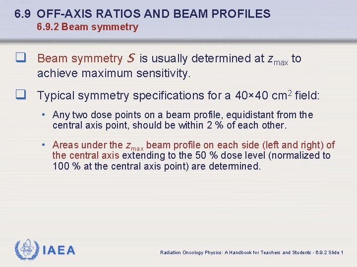 6. 9 OFF-AXIS RATIOS AND BEAM PROFILES 6. 9. 2 Beam symmetry q Beam