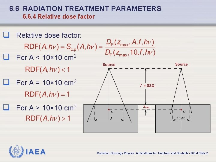 6. 6 RADIATION TREATMENT PARAMETERS 6. 6. 4 Relative dose factor q Relative dose