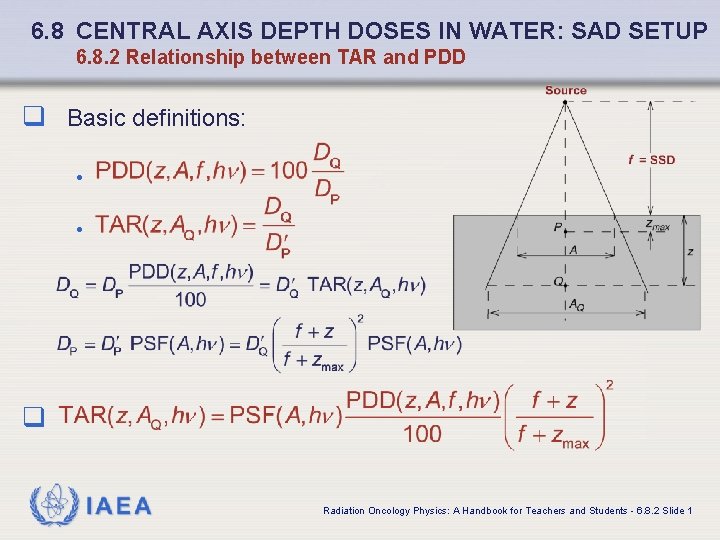 6. 8 CENTRAL AXIS DEPTH DOSES IN WATER: SAD SETUP 6. 8. 2 Relationship