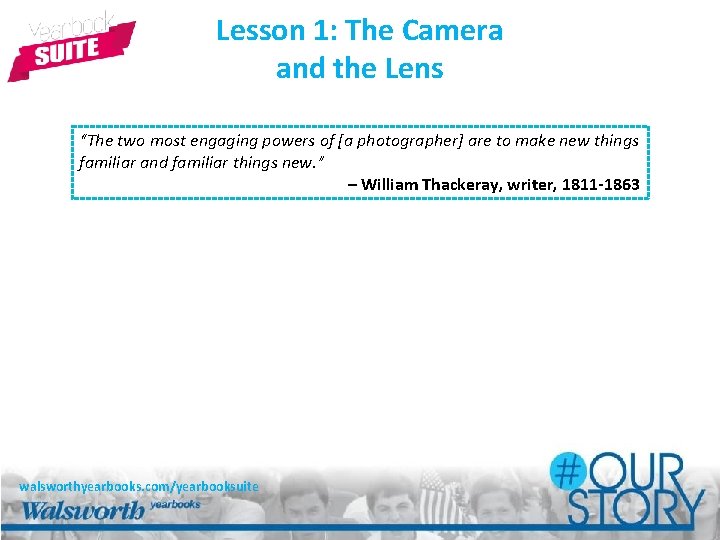 Lesson 1: The Camera and the Lens “The two most engaging powers of [a