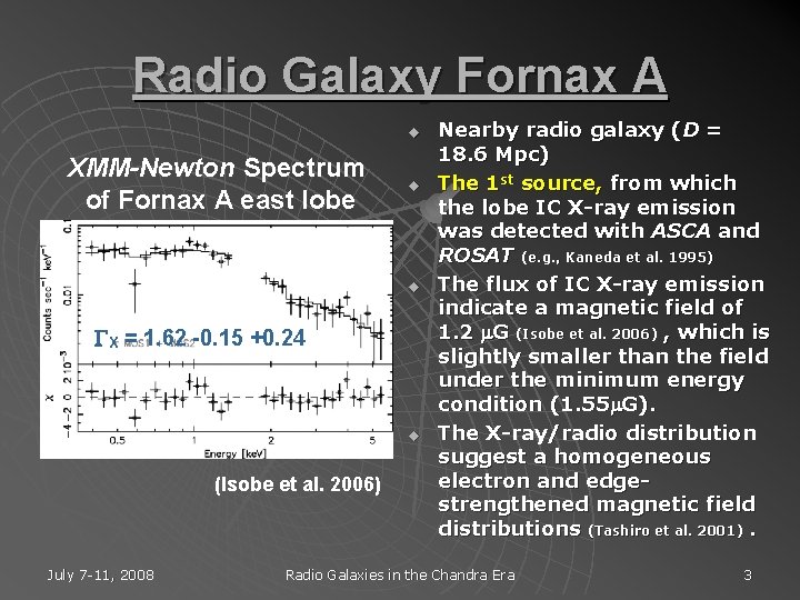 Radio Galaxy Fornax A u XMM-Newton Spectrum of Fornax A east lobe u u