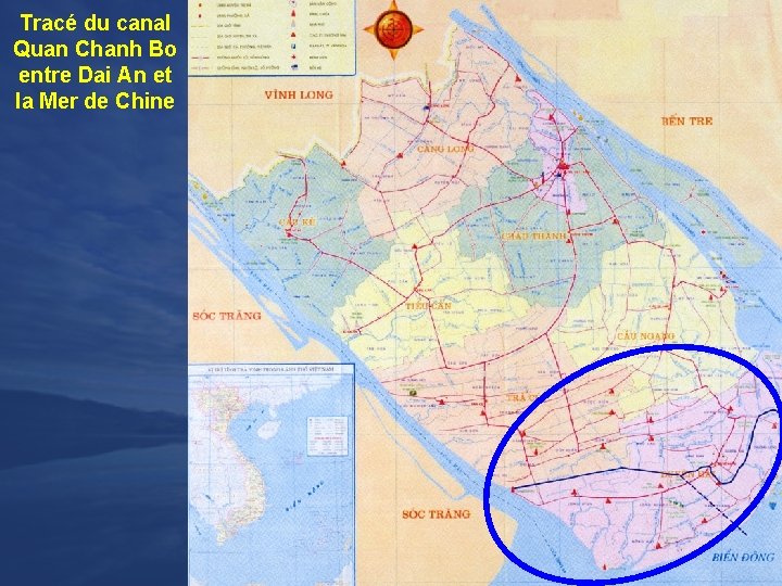 Tracé du canal Quan Chanh Bo entre Dai An et la Mer de Chine