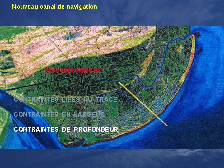 Nouveau canal de navigation CONTRAINTES LIEES AU TRACE CONTRAINTES EN LARGEUR CONTRAINTES DE PROFONDEUR