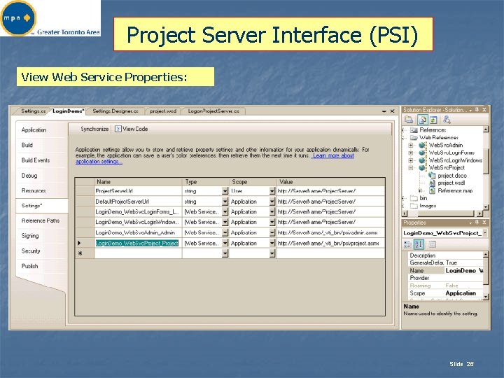 Project Server Interface (PSI) View Web Service Properties: Slide 26 