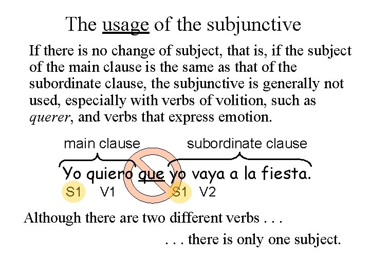 The usage of the subjunctive If there is no change of subject, that is,