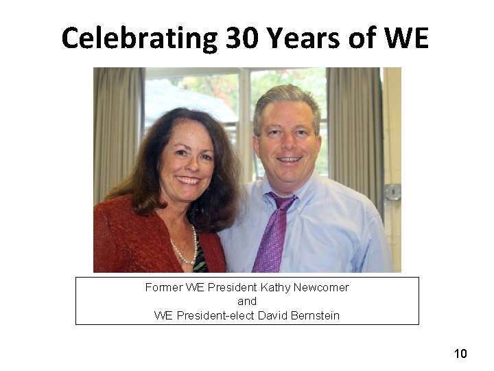 Celebrating 30 Years of WE Former WE President Kathy Newcomer and WE President-elect David