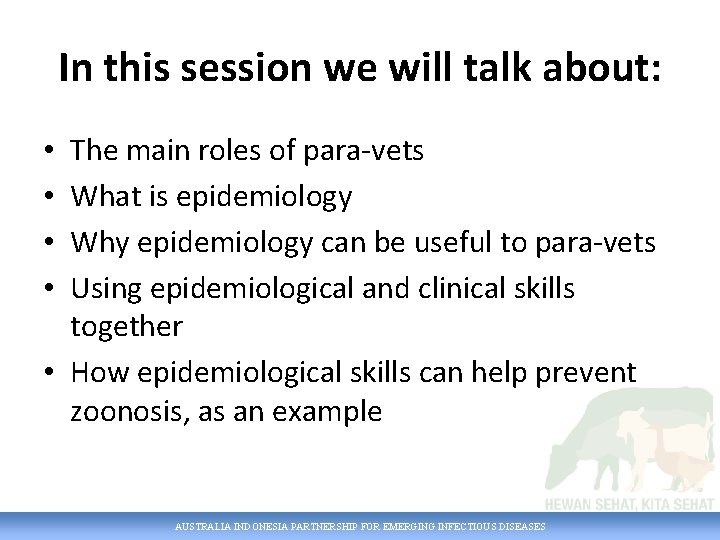 In this session we will talk about: The main roles of para-vets What is