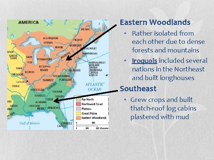 Eastern Woodlands • Rather isolated from each other due to dense forests and mountains