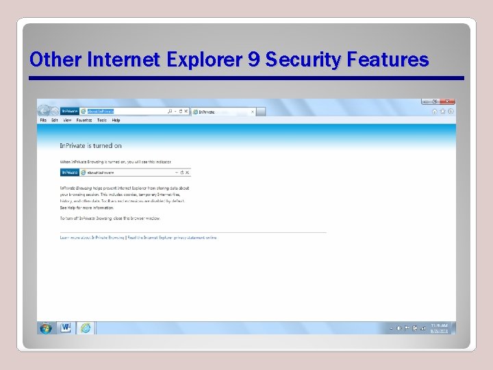 Other Internet Explorer 9 Security Features Other Internet Explorer 9 Security Features