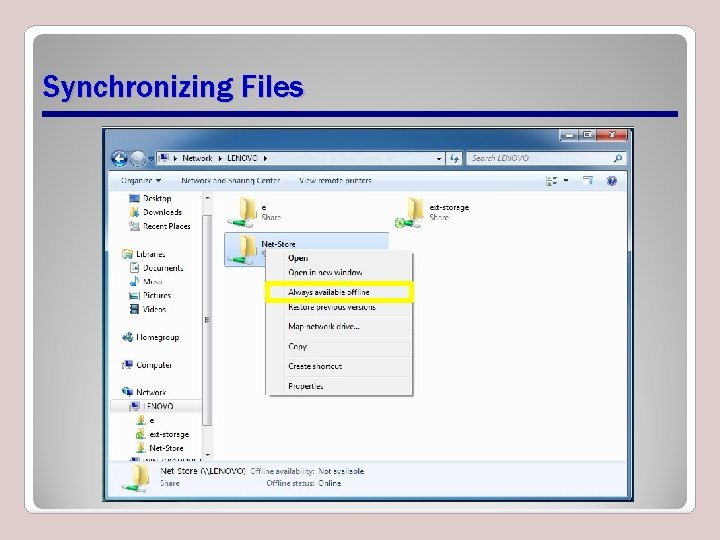 Synchronizing Files Synchronizing Files