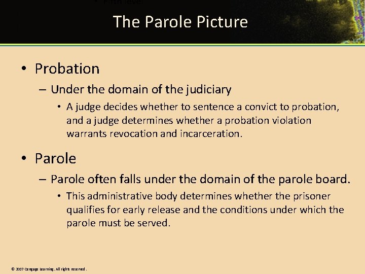 The Parole Picture • Probation – Under the domain of the judiciary • A