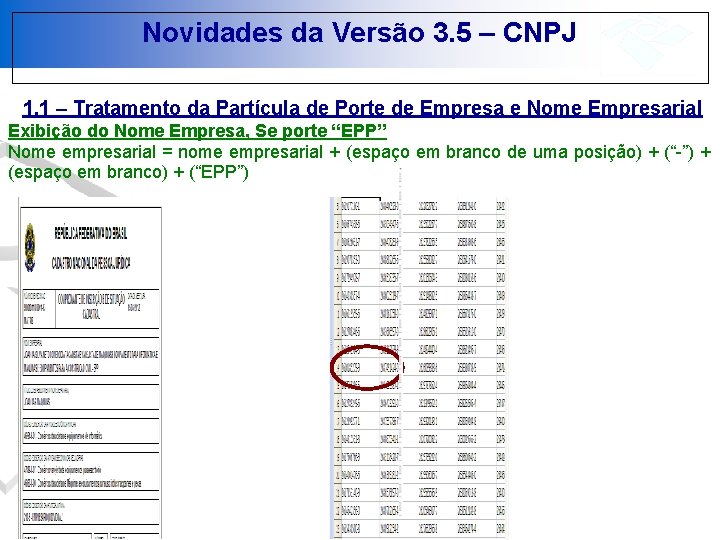 Novidades da Versão 3. 5 – CNPJ 1. 1 – Tratamento da Partícula de