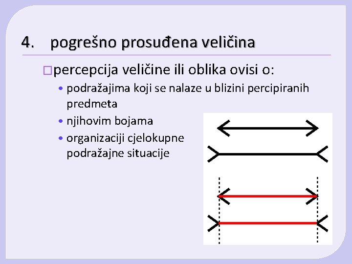 4. pogrešno prosuđena veličina �percepcija veličine ili oblika ovisi o: • podražajima koji se 4. pogrešno prosuđena veličina �percepcija veličine ili oblika ovisi o: • podražajima koji se