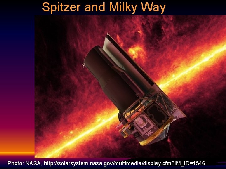 Spitzer and Milky Way Photo: NASA, http: //solarsystem. nasa. gov/multimedia/display. cfm? IM_ID=1546  Spitzer and Milky Way Photo: NASA, http: //solarsystem. nasa. gov/multimedia/display. cfm? IM_ID=1546