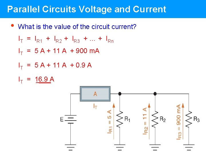Parallel Circuits Voltage and Current • What is the value of the circuit current? Parallel Circuits Voltage and Current • What is the value of the circuit current?