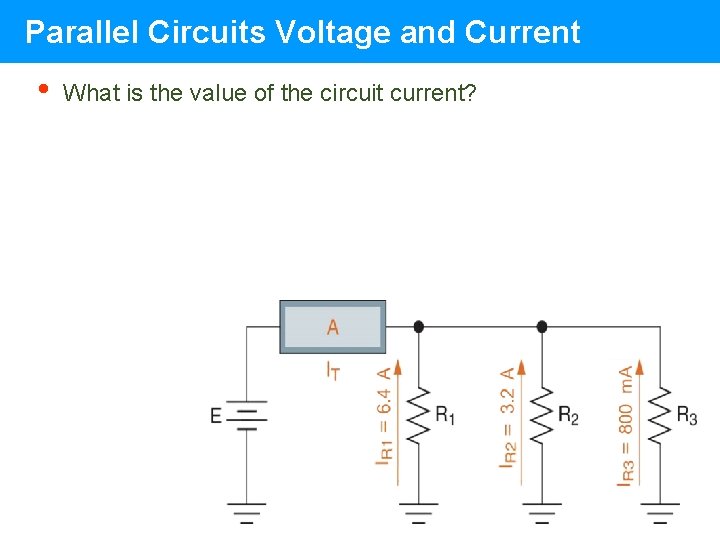 Parallel Circuits Voltage and Current • What is the value of the circuit current? Parallel Circuits Voltage and Current • What is the value of the circuit current?