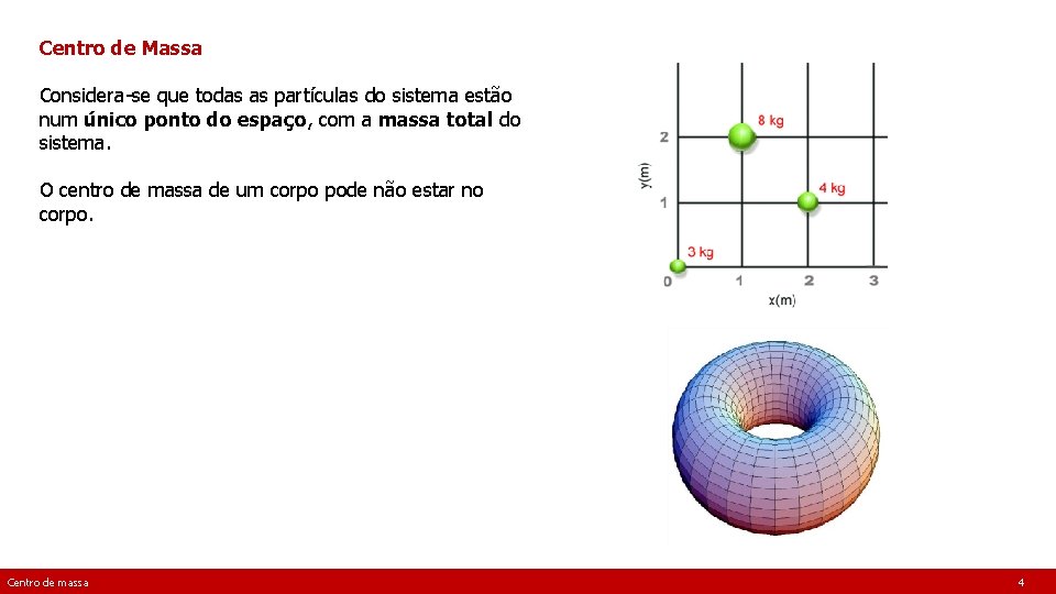 Centro de Massa Considera-se que todas as partículas do sistema estão num único ponto