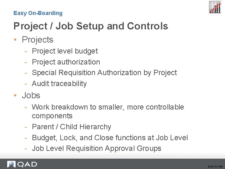 Easy On-Boarding Project / Job Setup and Controls • Projects - Project level budget