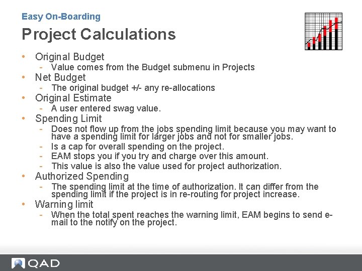 Easy On-Boarding Project Calculations • Original Budget - Value comes from the Budget submenu