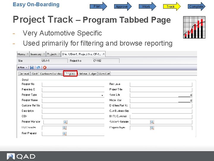 Easy On-Boarding Plan Approve Work Track Project Track – Program Tabbed Page - Very