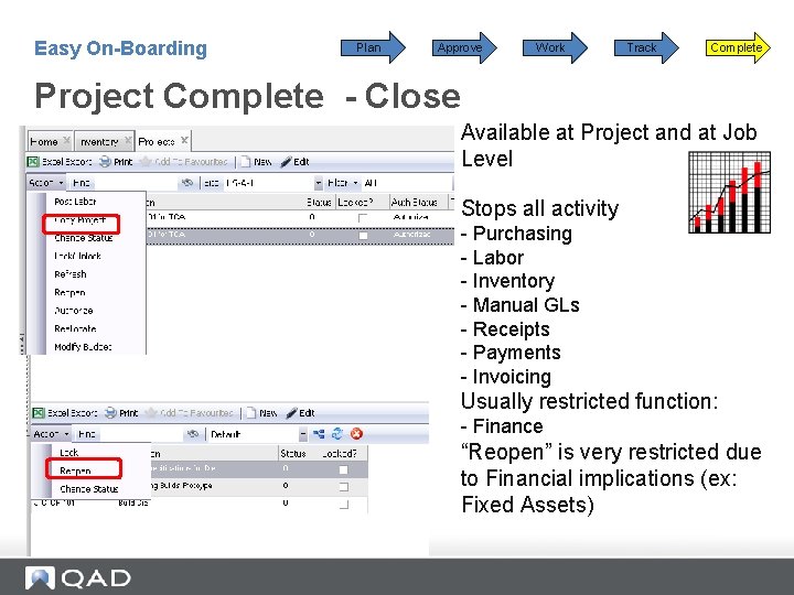Easy On-Boarding Plan Approve Work Track Complete Project Complete - Close Available at Project