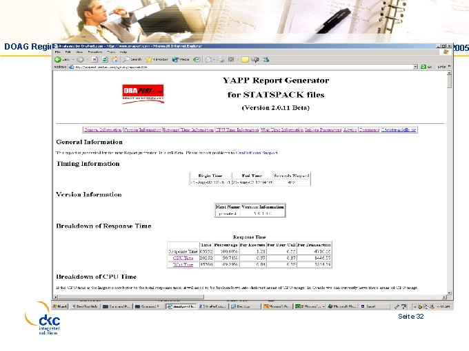 DOAG Regionaltreffen Hannover Einstieg in Performance Analysen 15. 02. 2005 Seite 32 