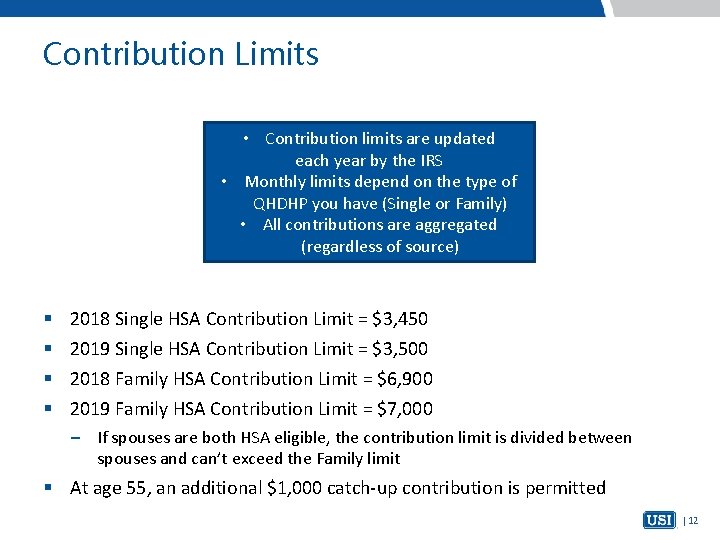 Contribution Limits • Contribution limits are updated each year by the IRS • Monthly