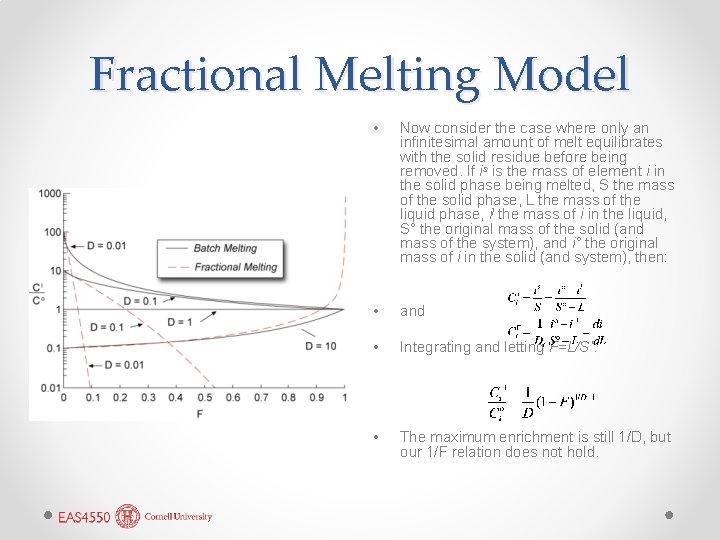 Fractional Melting Model • Now consider the case where only an infinitesimal amount of