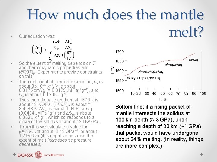 How much does the mantle melt? • Our equation was: • So the extent