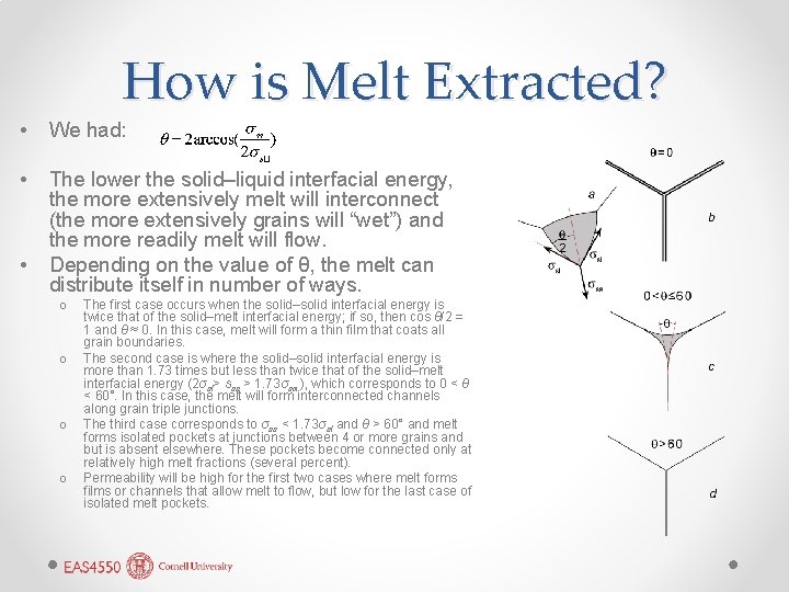 How is Melt Extracted? • We had: • The lower the solid–liquid interfacial energy,