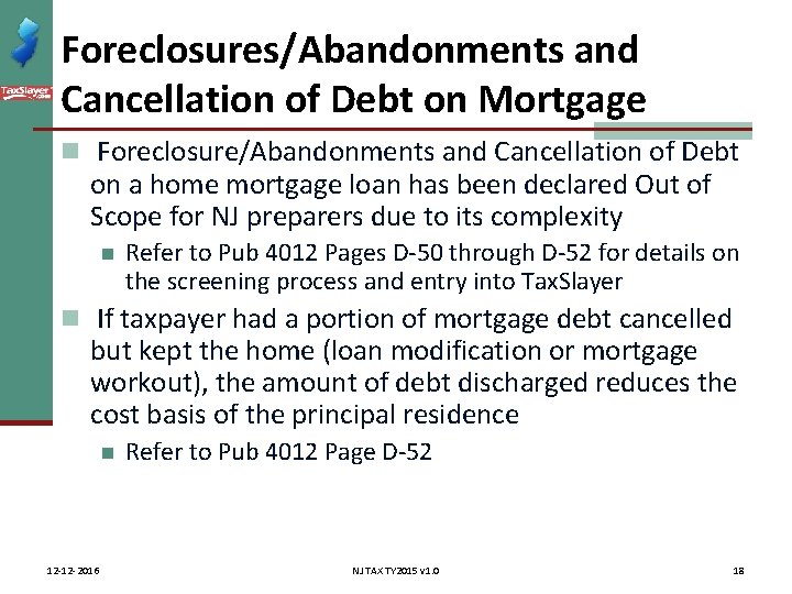 Foreclosures/Abandonments and Cancellation of Debt on Mortgage n Foreclosure/Abandonments and Cancellation of Debt on