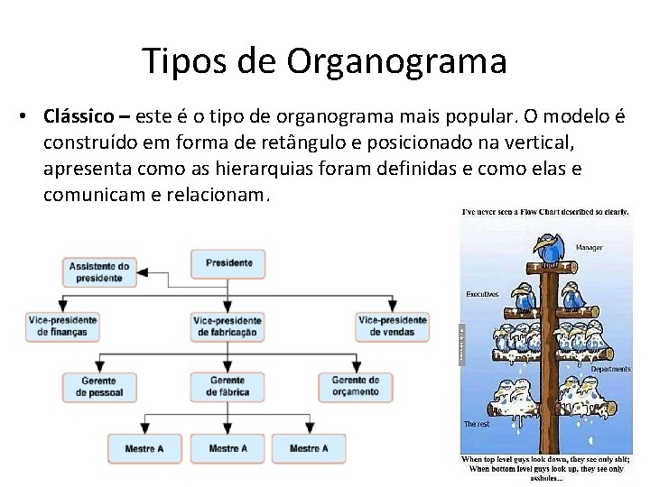 Tipos de Organograma • Clássico – este é o tipo de organograma mais popular.