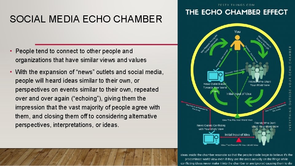 SOCIAL MEDIA ECHO CHAMBER • People tend to connect to other people and organizations