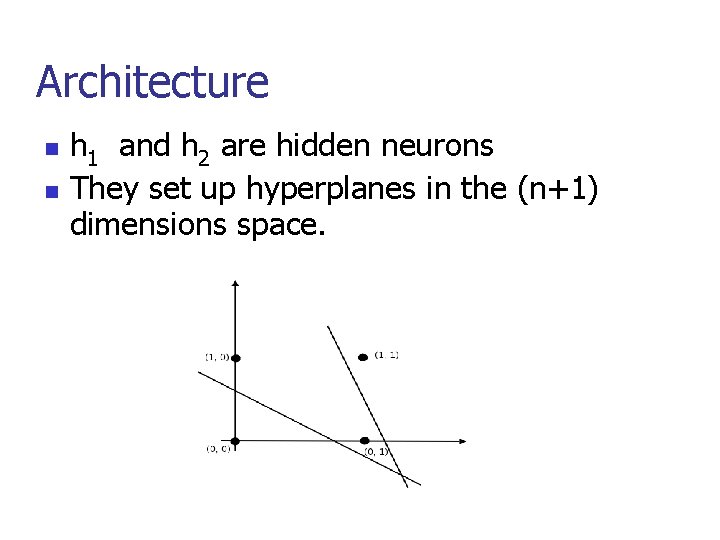 Architecture n n h 1 and h 2 are hidden neurons They set up